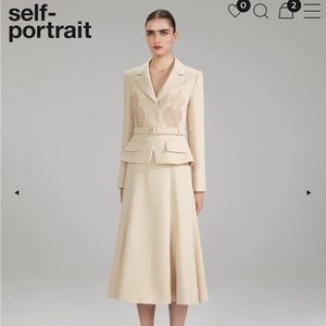 Self-Portrait Tailored Crepe Lace Detail Midi Dress